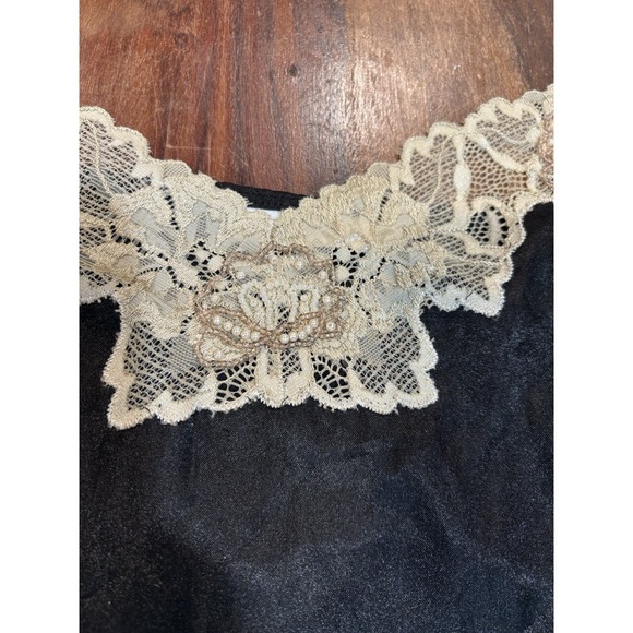 vintage Rickis satin camisole ivory lace beading side zipper size 10 coquette - Picture 2 of 11